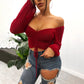 Trendy Mesh drawstring long sleeve Crop top