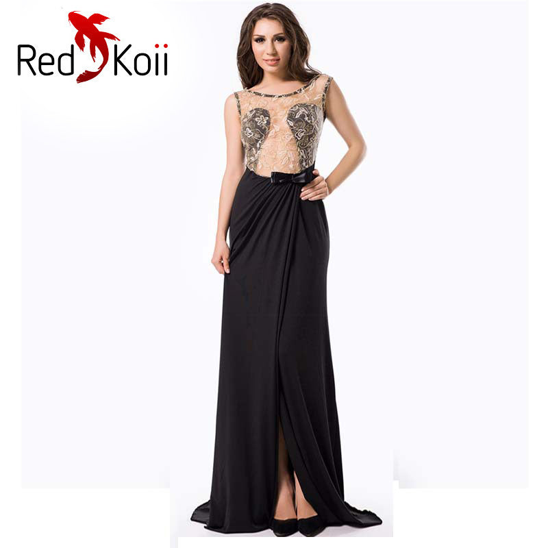 Long Slim Embroidered Backless Evening Dress