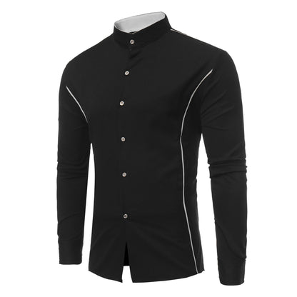 Decorative Stand Collar Long Sleeve Shirt