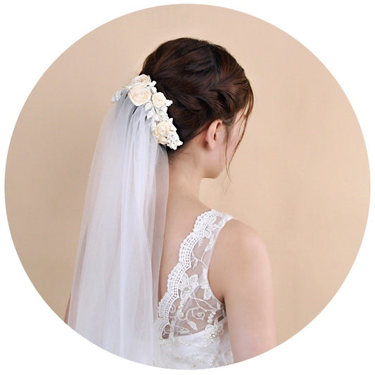 Bridal Veil Double-layer Wedding Veil Flower Veil