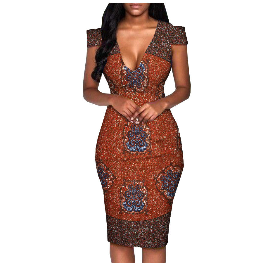 African ethnic printed batik fashion dress