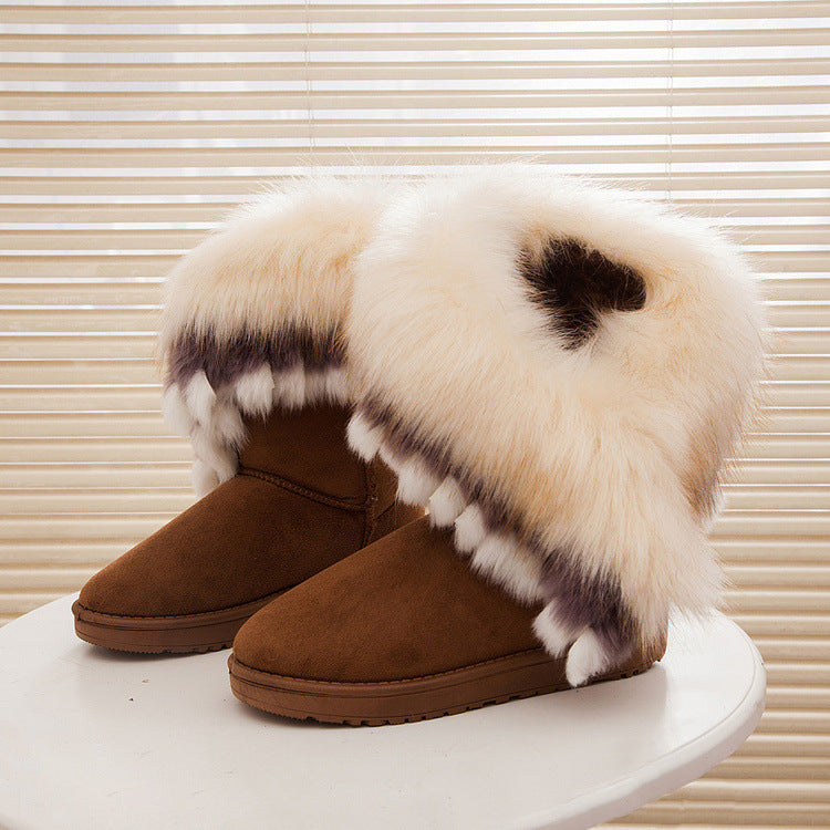 Fox fur thick-soled comfy tassel