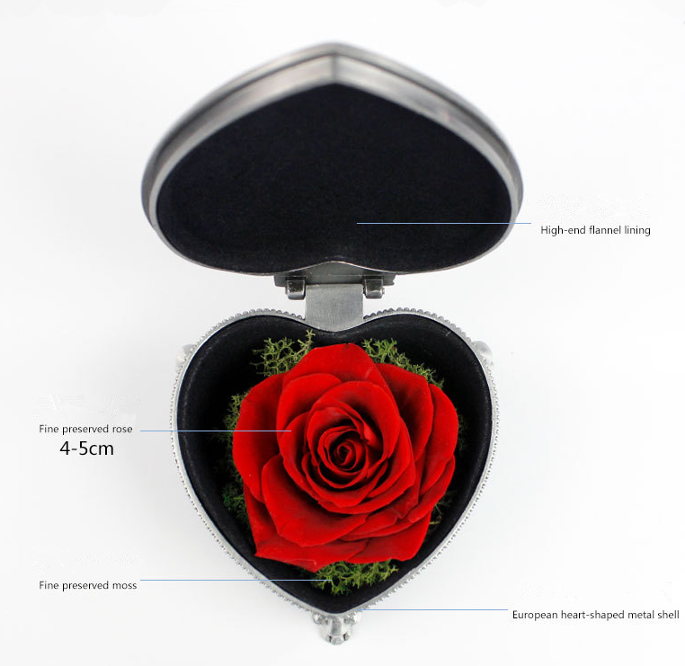 Creative Valentine Gift Immortal Rose Heart Box Flower Craft