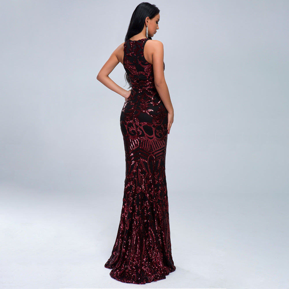 Retro Sequin Party Evening Dress