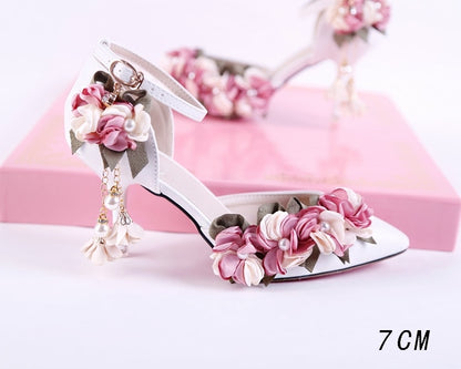 Women Flowers Sweetheart Pumps With Strap