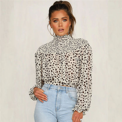 Printed tie long sleeve top