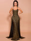 Strapless plaid sequined evening dress