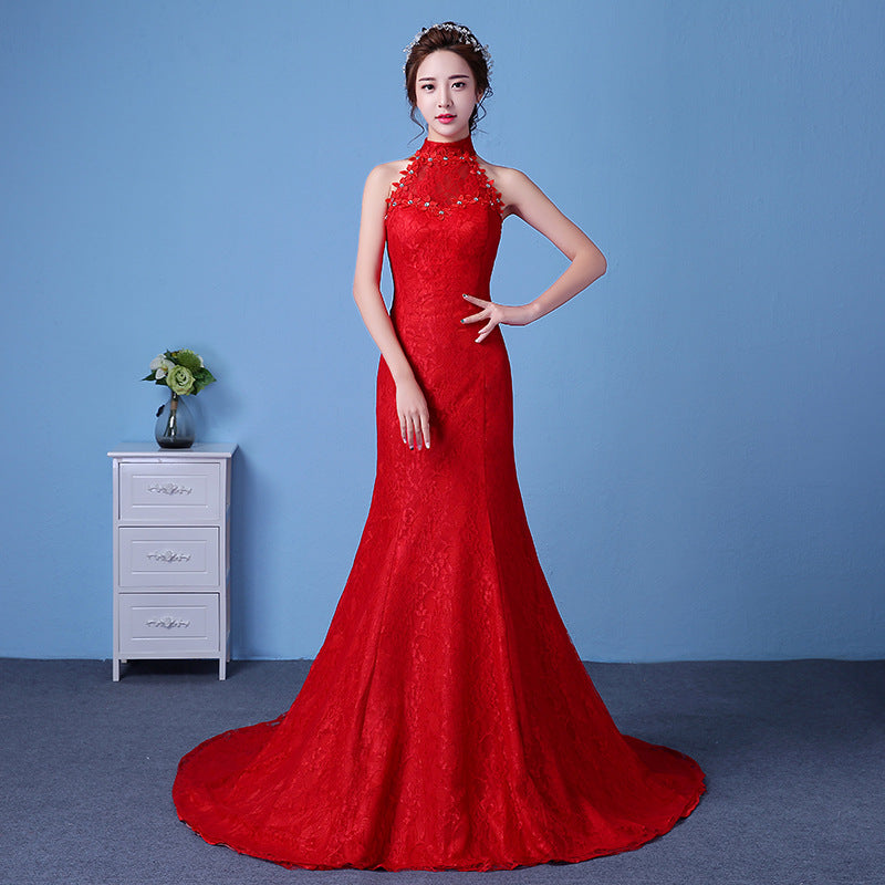 High Neck Red Mopping Dress