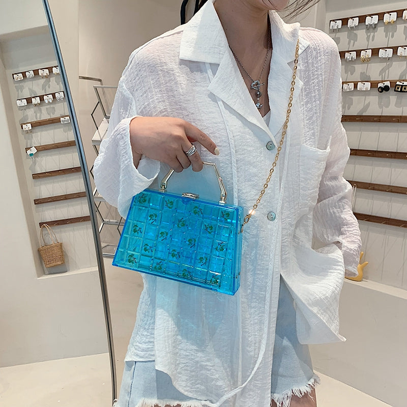 Square Printed Check Drop-Resistant Handbag