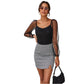 Fashion Plaid High Waist Bag Hip Slit Skirt