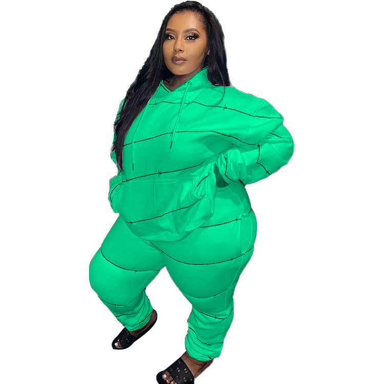 Plus Size Women's Pullover Sweater Two-piece Suit