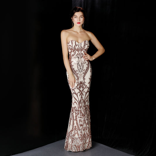 Sequined Party Etiquette Evening Dress