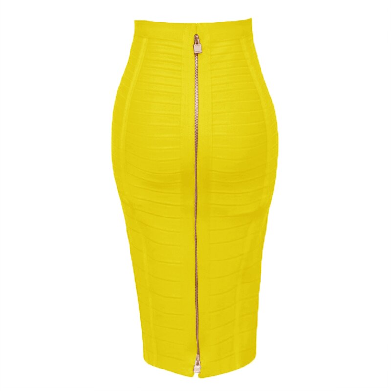 Solid color zipper bandage skirt