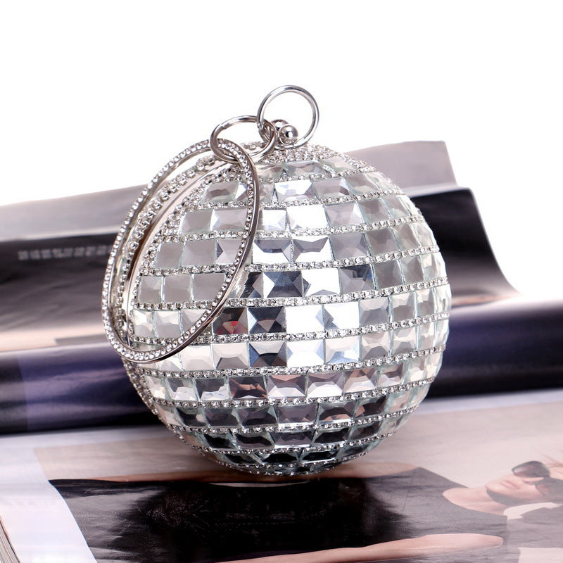 Diamond Handbag Ladies Spherical Dinner Bag