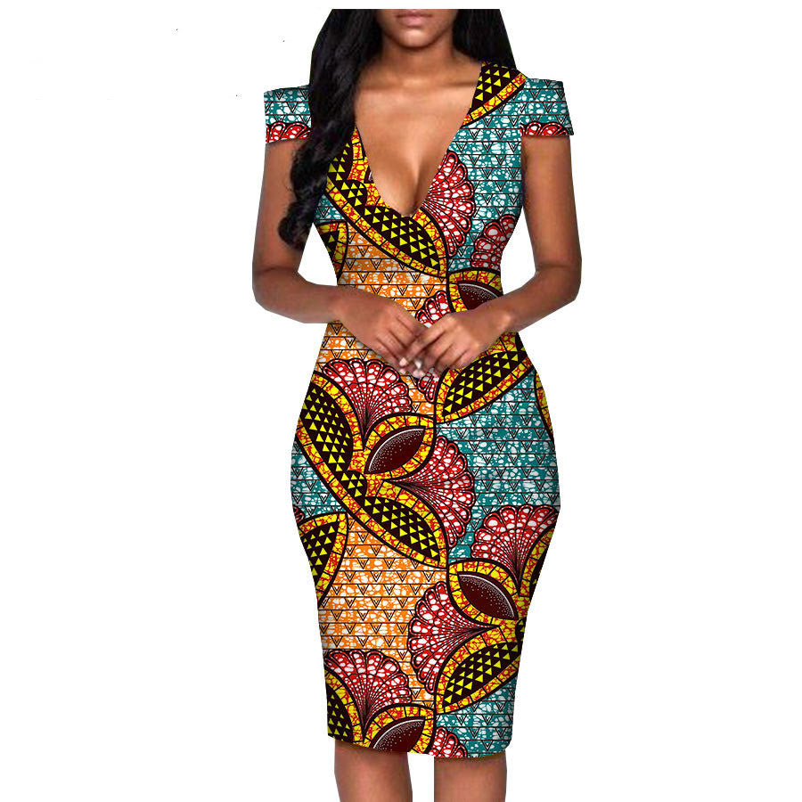 African ethnic printed batik fashion dress