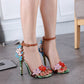 Serpentine flower super high heel sandals