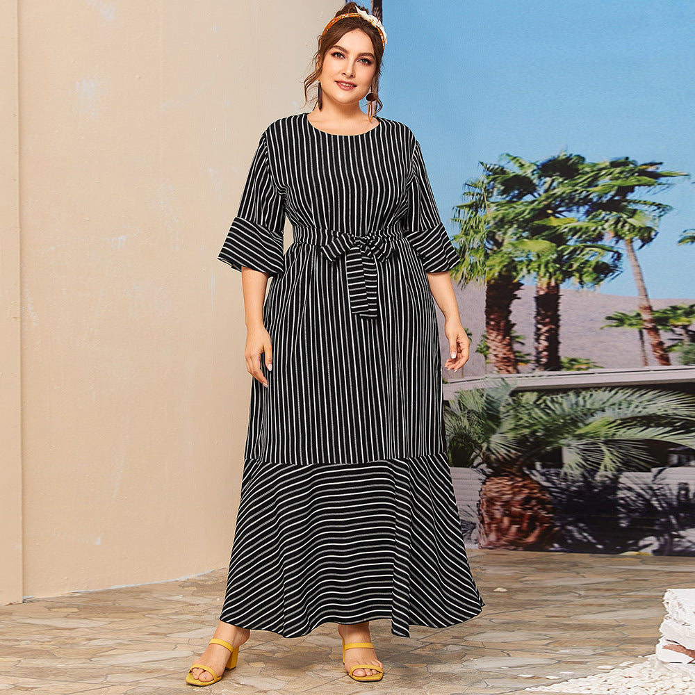 Round neck striped dress