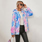 Tie-dye Printed Long-sleeved Hooded Zipper