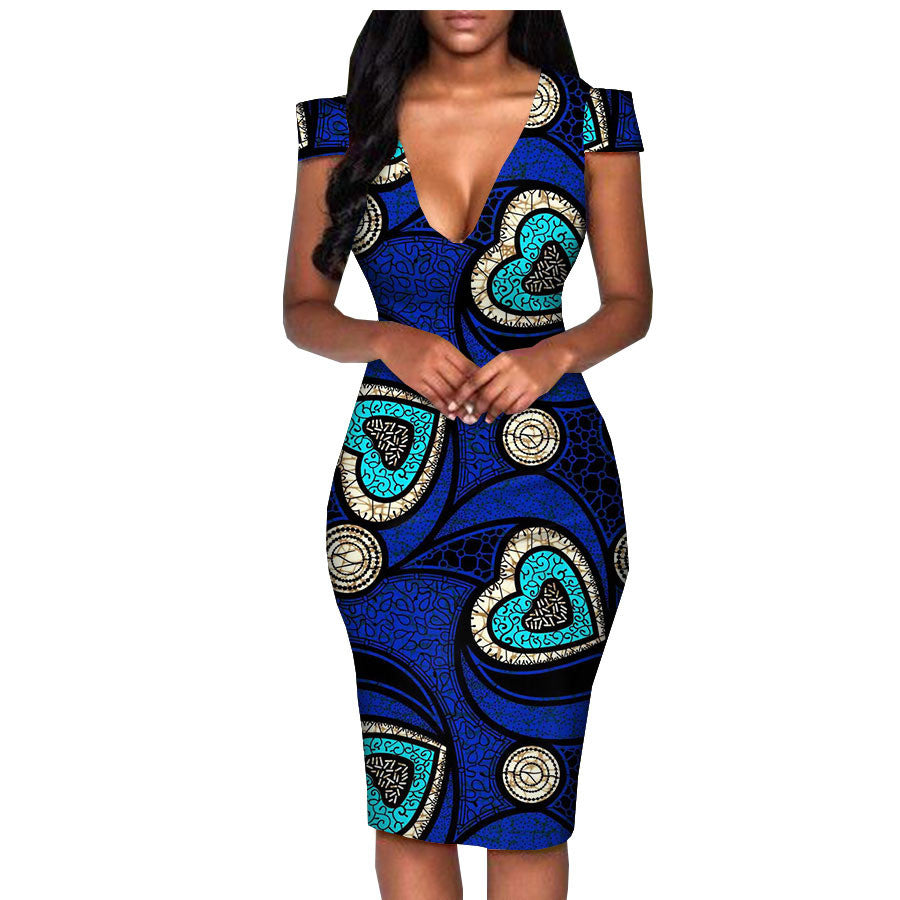 African ethnic printed batik fashion dress