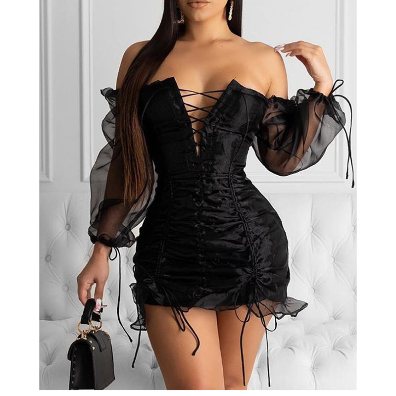 Black Sexy Mesh Dace Dress