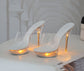 Glass Heel Luminous Women Slippers