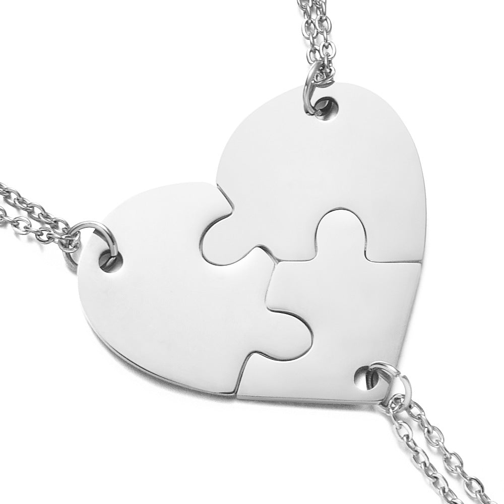 Stainless Steel Combination Heart-shaped Necklace