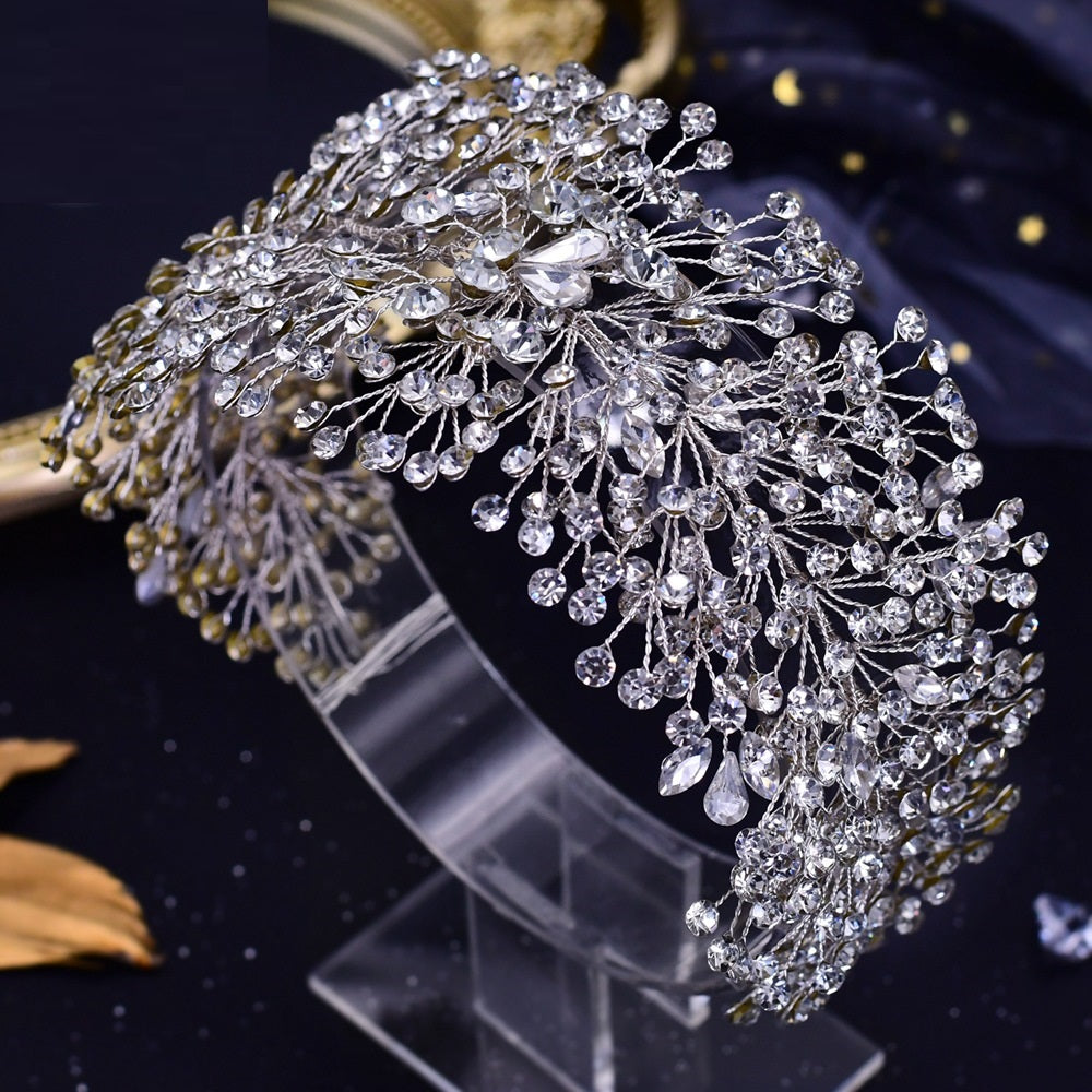 Bridal Headpiece Hair Accessories, Handmade Rhinestone Hair Band