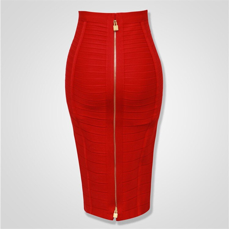 Solid color zipper bandage skirt