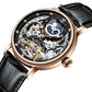 New KINYUED Genuine Automatic Leather Hollow Mechanical Watches Travel-time