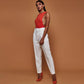 High Waist Belted Straight Suit Pants