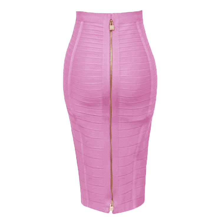 Solid color zipper bandage skirt