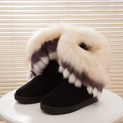 Fox fur thick-soled comfy tassel