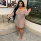 Net Yarn Hot Drilling Plus Size Dress Nightclub Bag Hip Dress