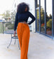 Draping Wide Leg Belt Straight High-waisted Trousers