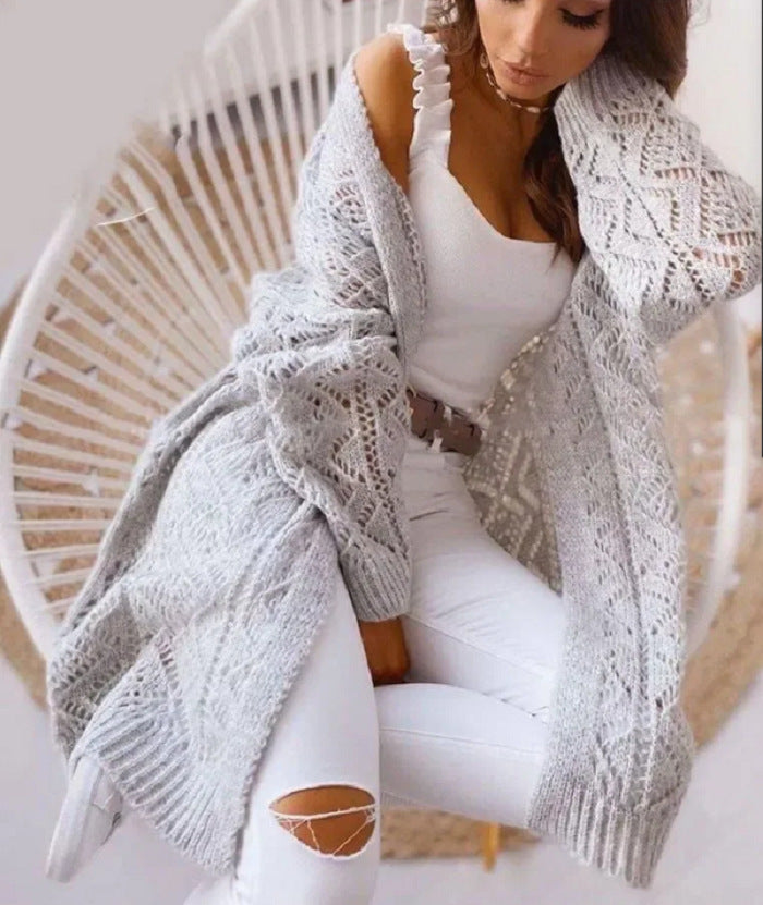 Fashion Sweater Hollow Knit Cardigan Top