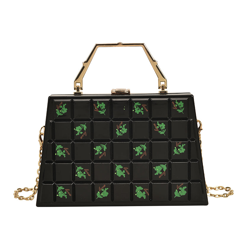 Square Printed Check Drop-Resistant Handbag