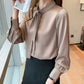 Silk Solid Color Ribbon Top