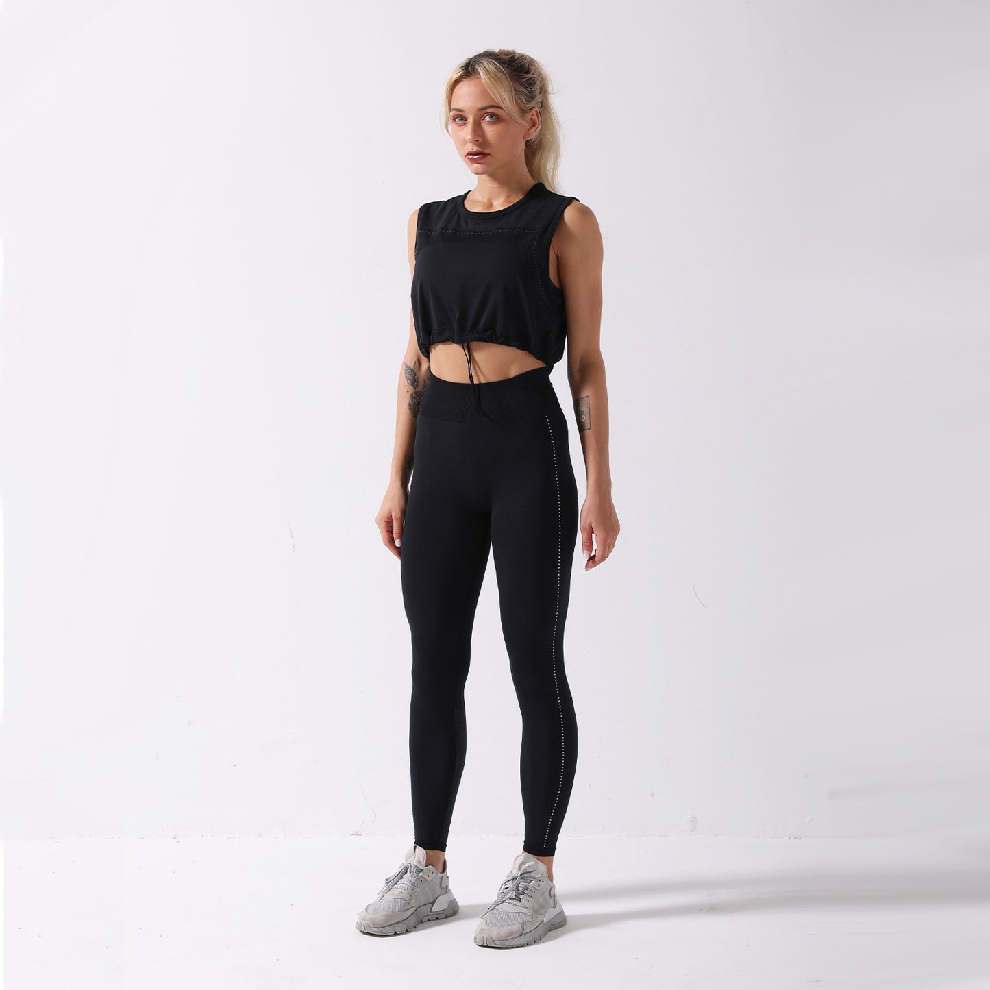 Two piece new seamless Yoga suit sleeveless top