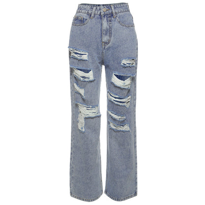 Ripped Jeans Light Color High Waist