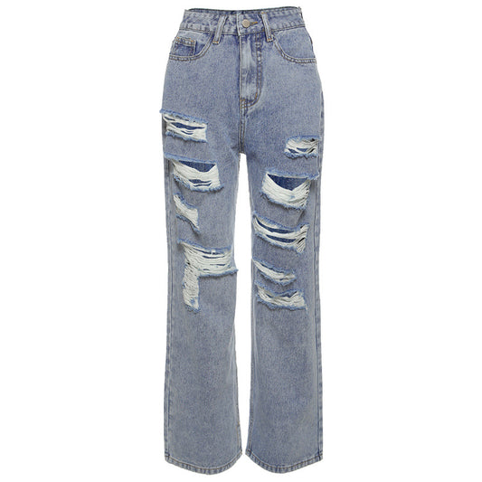 Ripped Jeans Light Color High Waist