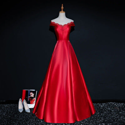 Off Shoulder Red Evening/Bridal Toast