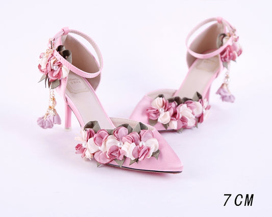 Women Flowers Sweetheart Pumps With Strap