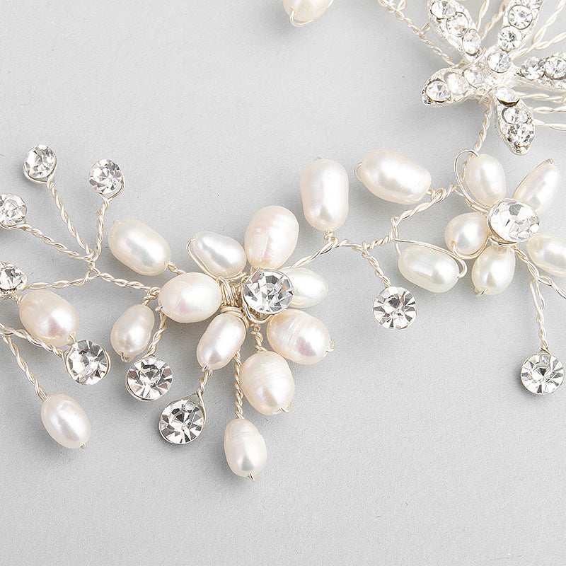 Bride wedding handmade pearl necklace earrings