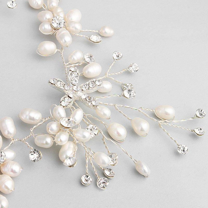 Bride wedding handmade pearl necklace earrings