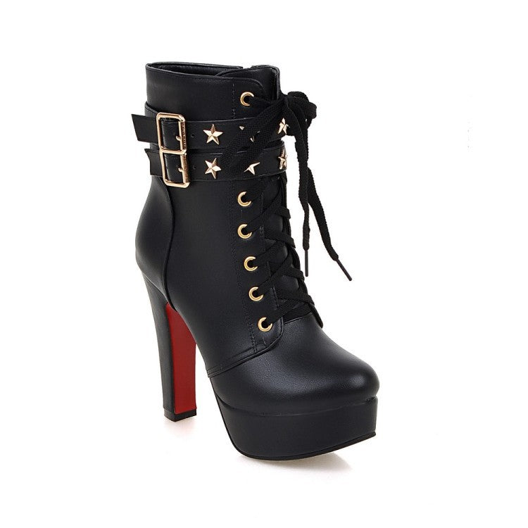 High-heeled Ankle Boots Fashion Lace