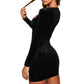 Long Sleeve Party Square Neck Velvet Dress