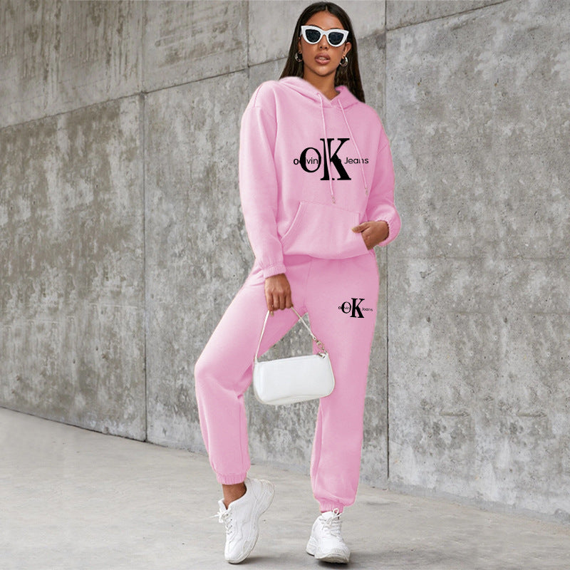 Letter Print Tracksuit Jogger Set