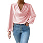 Chiffon Long-sleeved Loose V-neck Top