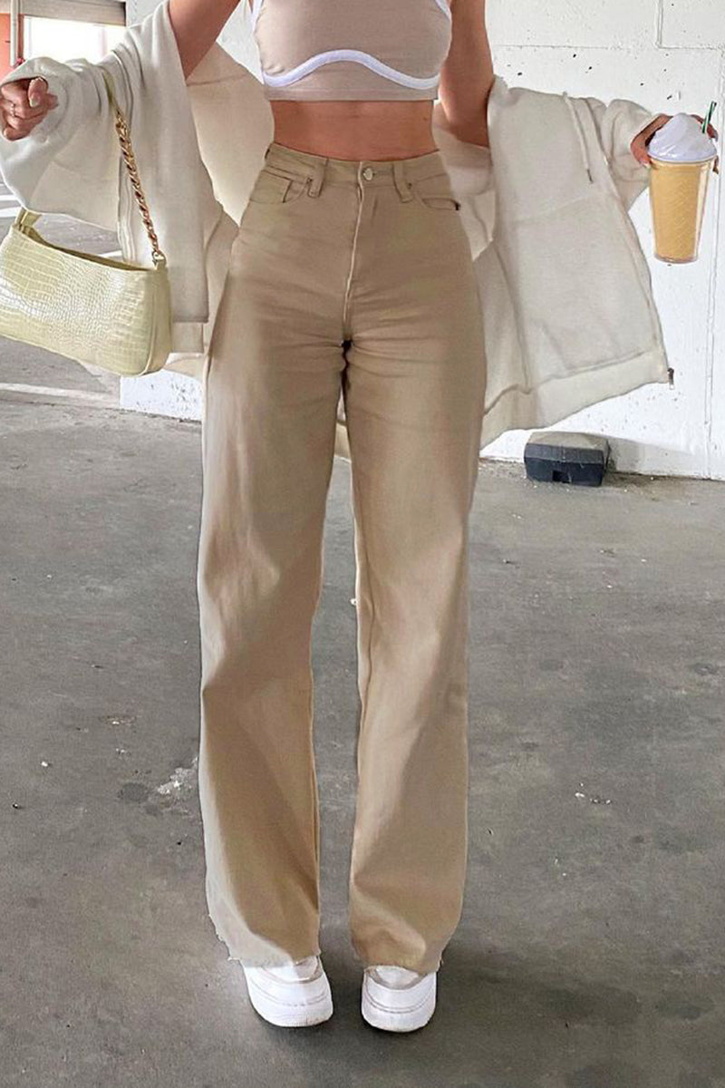 Women Loose Wide-legged All-match Khaki Casual Trousers