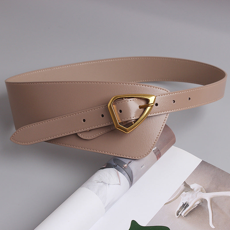 Belt With Oblique Buckle Decoration Waist Seal